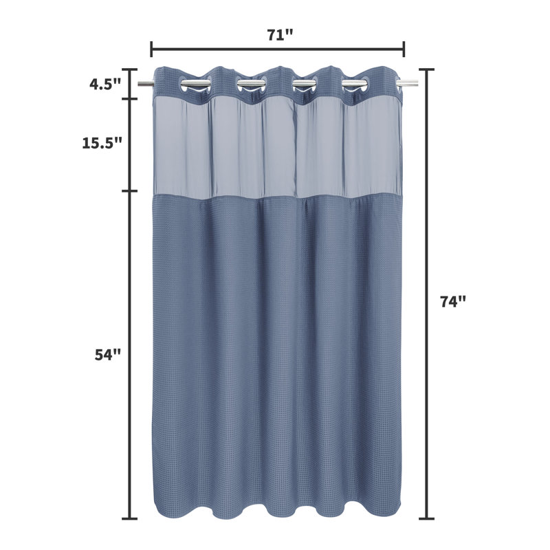 Rideau de douche Ramjani Waffle Weave, H 74 po x l 71 po, Bleu nuit