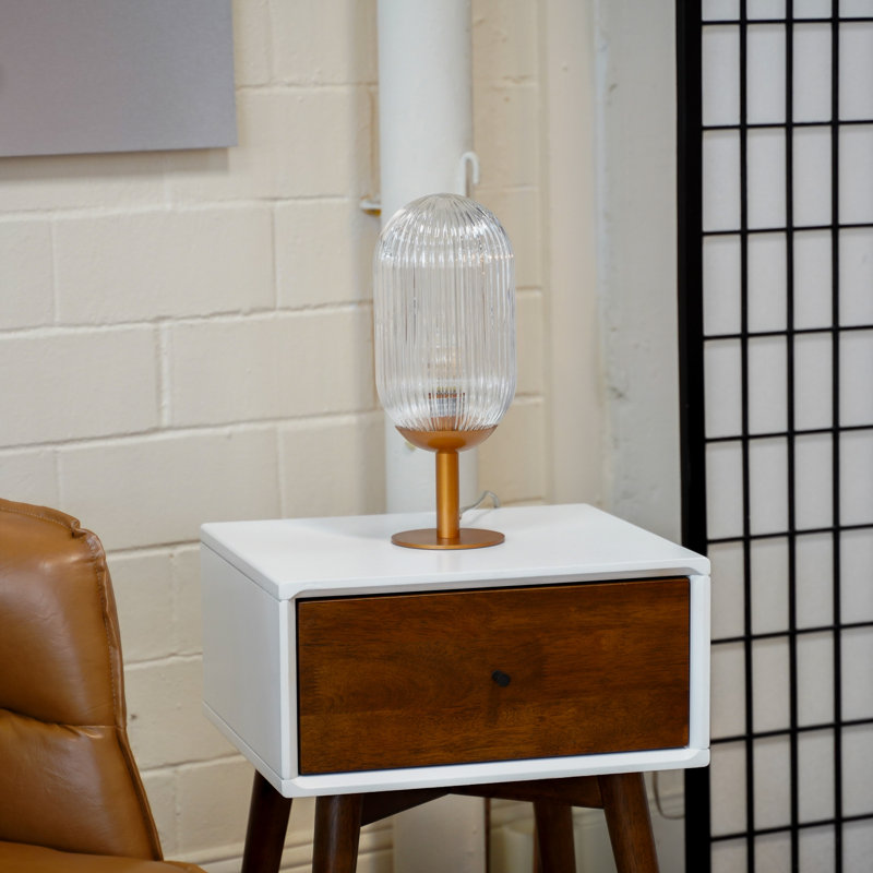 Bronze Ribbed Clear Glass Table Lamp