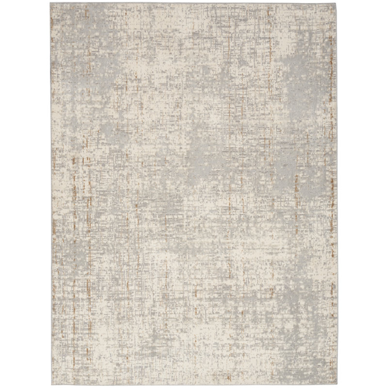 Machine Made Power Loomed Polyester Area Rug in Beige, Rectangle 3'2 x 5'