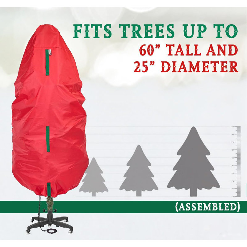 Sac de rangement vertical pour sapin de Noël et topiaire, H 60 po x l 25 po x P 25 po, Rouge