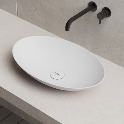 MonBlari 19" X 12" Oval Solid Surface Vessel Sink Matt White