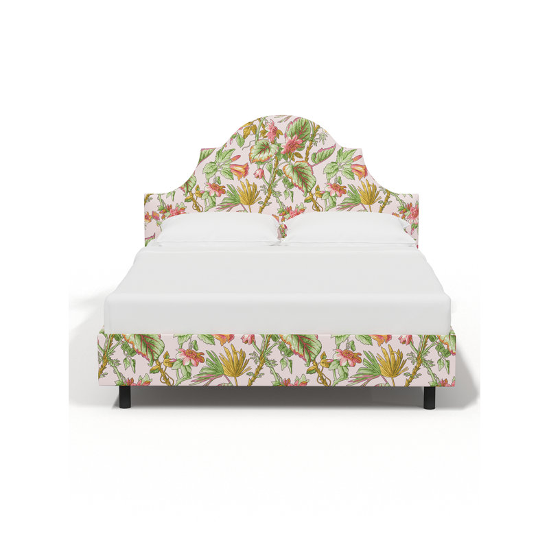 Red from Scalamandre Crafted by Cloth & Company Geneva Platform Bed in Pattern, Scm Tropical Floral Blush Linen, King