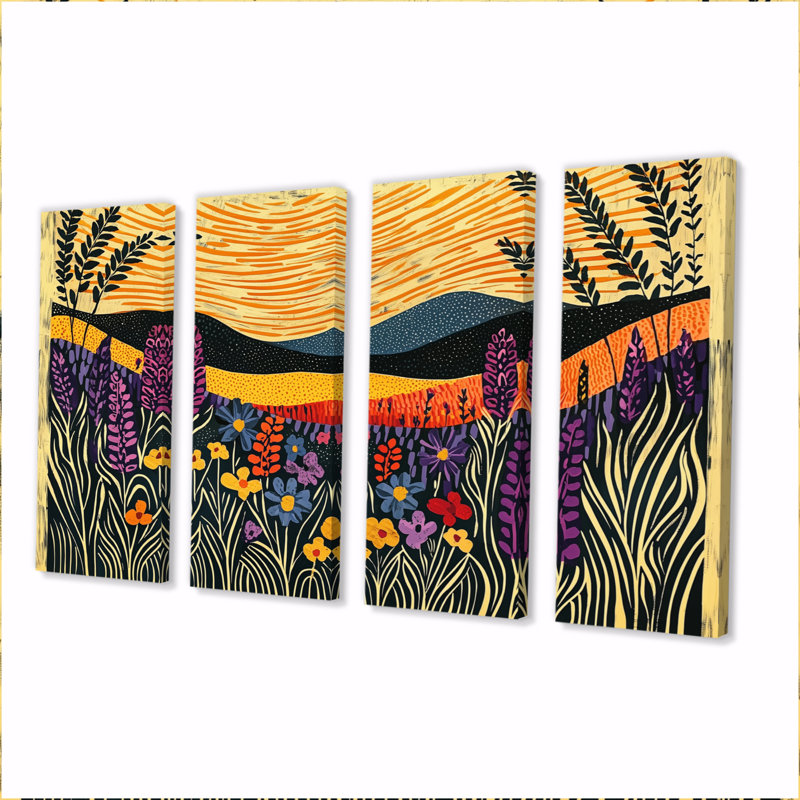 Abita - Meadow Wall Art - ensemble d'art mural traditionnel, 4, H 28 po x l 48 po