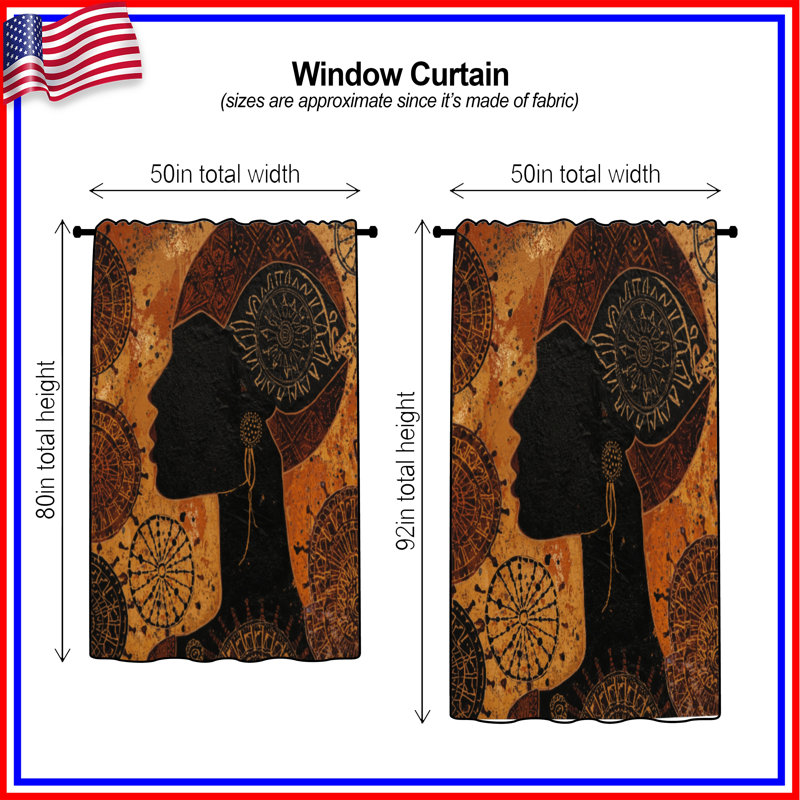 Rideaux de fenêtre de style africain Mandala, 50 po x 80 po - 1 panneau, Blocage