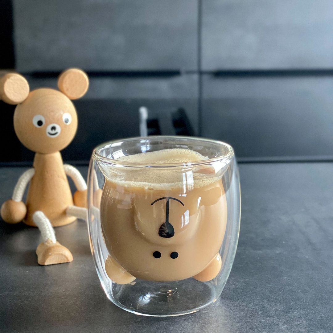 Doppelwandiges Thermo Glas Set In 230 Ml Im Bären Design Teeglas Oder Kaffeeglas