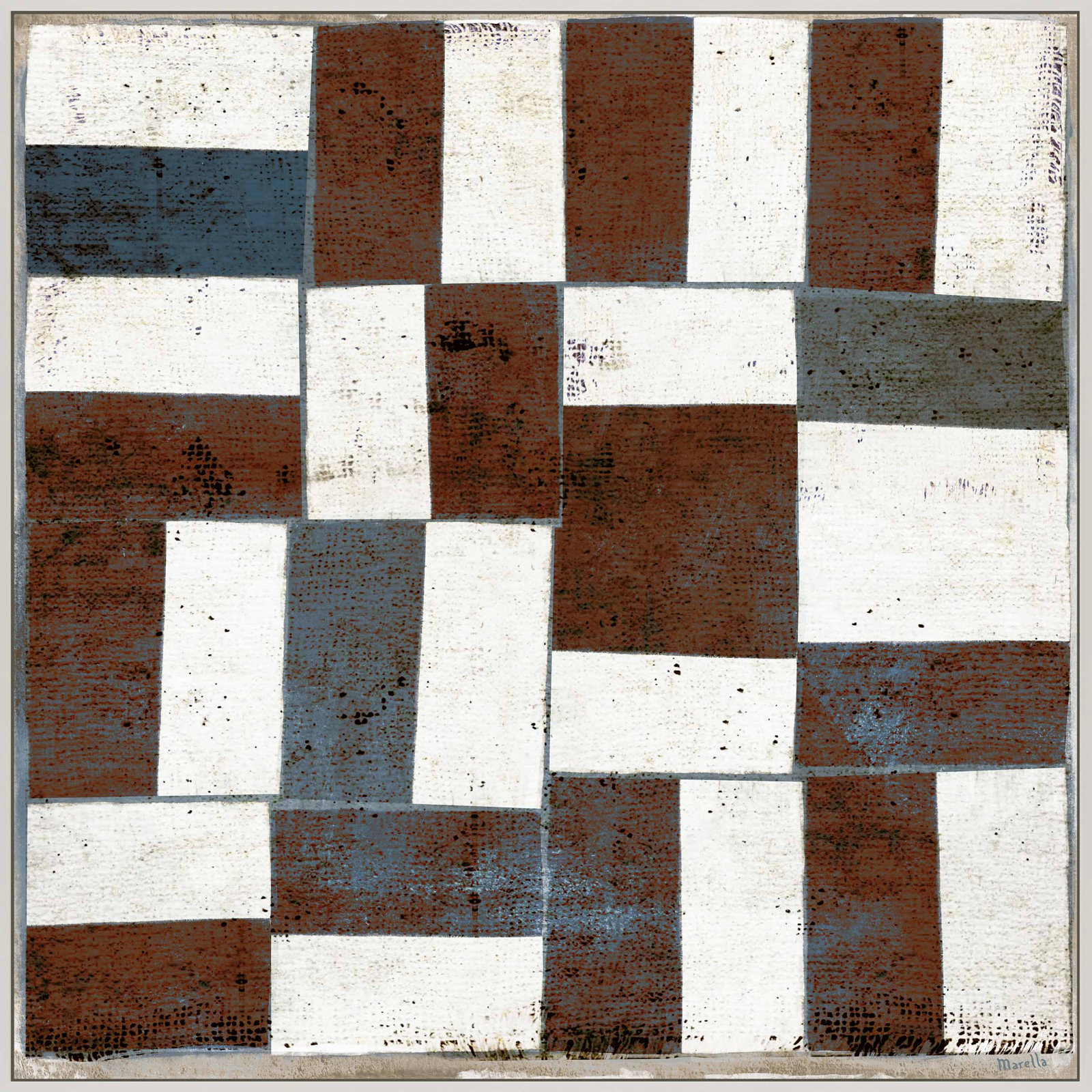 Patchwork 6 by Marco Marella for Studio M - Framed Wall Art, 30" H x 30" W, Canvas, White