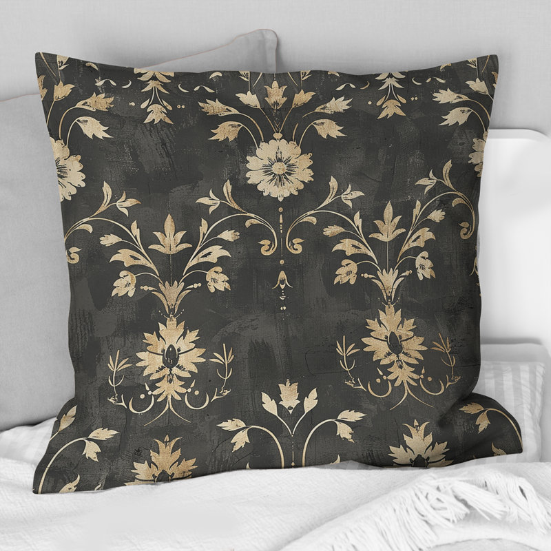 Coussin lombaire gris foncé Farmhouse Charm II, Carrée, H 18 po x l 18 po