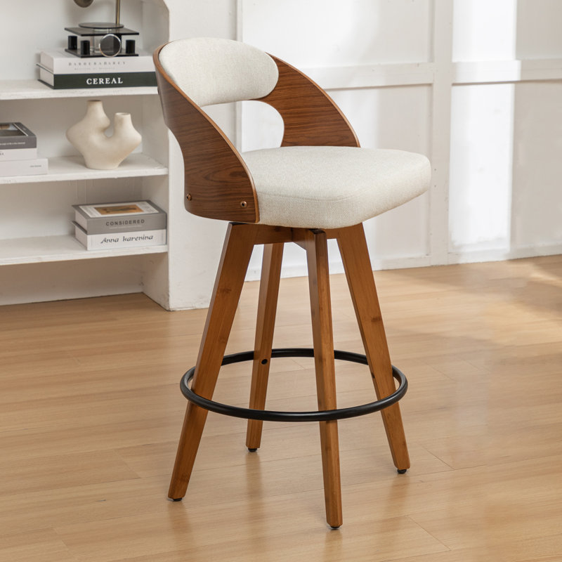 Colley Modern Swivel Bar Stool, Beige, Counter Stool (68.6cm Seat Height)