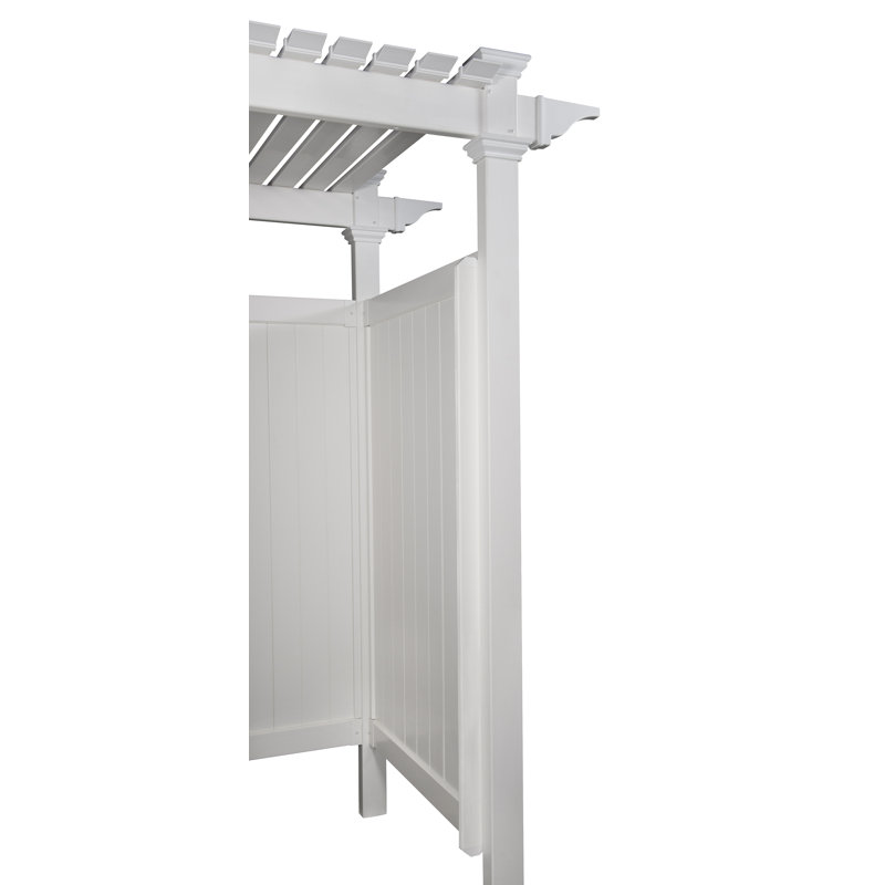 7.4ft H x 5.1ft W x 3.9ft L (1 Enclosure) Zippity Hampton Outside Shower Enclosure Kit with Door, White Vinyl Outdoor Shower Kit for Pool Shower, Outdoor Changing Room, Beach Shower, ZP19009