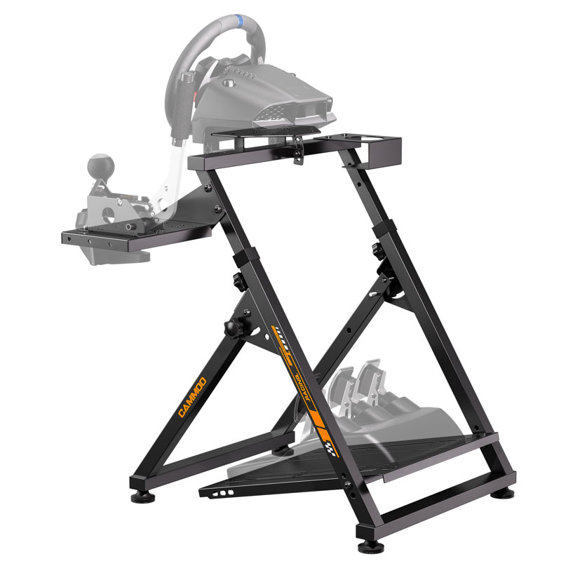 High Compatible Racing Wheel Stand Fits Handbrake, 29 Holes Wheel Panel & 26 Holes Shifter Panel, Foldable Sim Steering Racing Stand, Widely Height Adjustable And Cup Holder