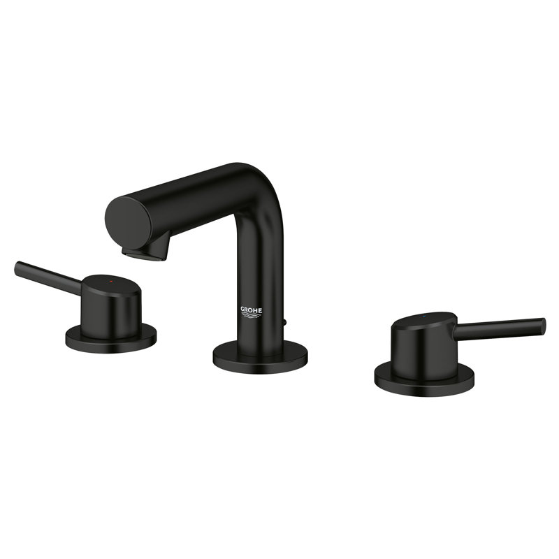 Robinet de salle de bain espacé à arc moyen Concetto ™ avec bonde, Noir mat