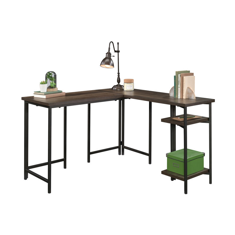 Bureau en coin rustique en L brun rustique | Idée de cadeau