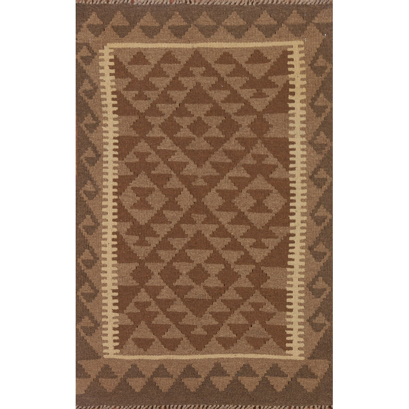Brown Kilim Reversible Wool Rug 3x4