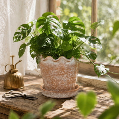 Wave Ceramic Planter Pot Indoor Outdoor Use And Sturdy With A Large Capacity