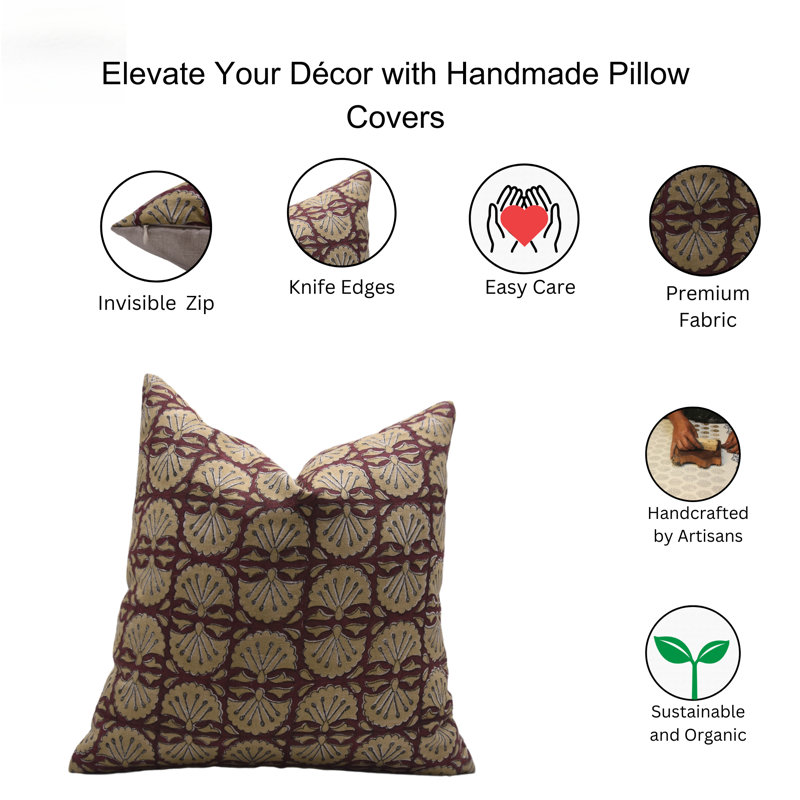 Pillow Cover, Square, 20"H x 20"W, Red Floral