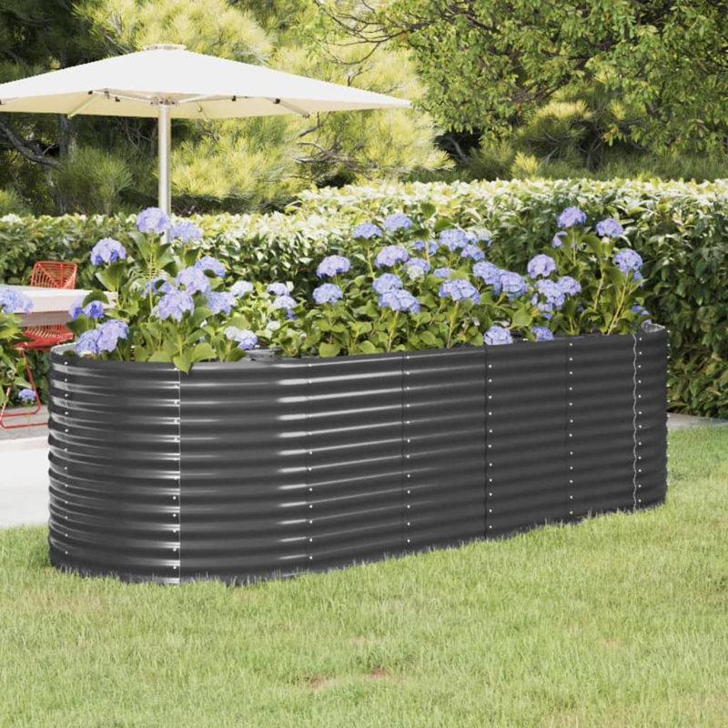 Garden Raised Bed Powder-coated Steel, 36cm x 152cm x 80cm, Anthracite