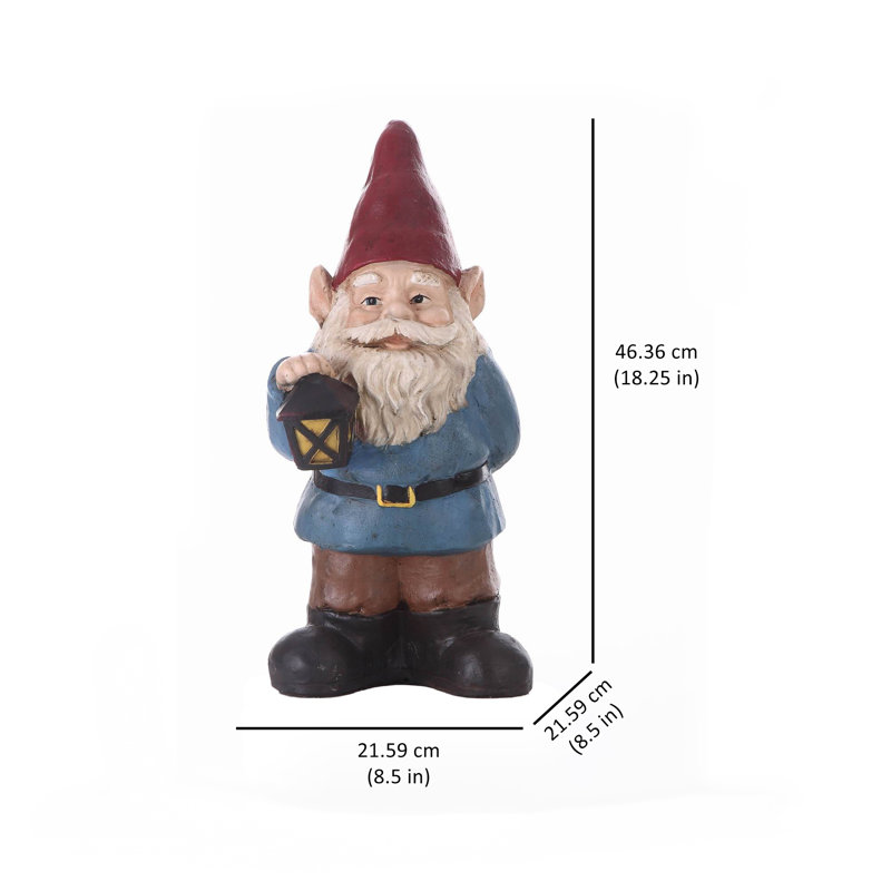  Gnome Holding Lantern Garden Statue