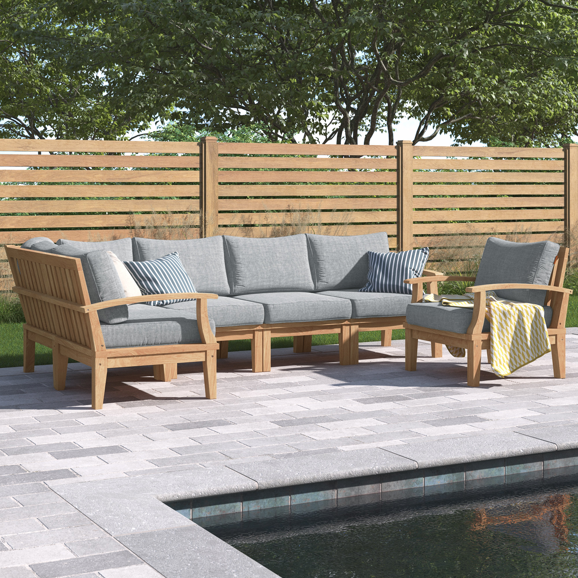 Modway Marina Piece Outdoor Patio Teak Set Wayfair