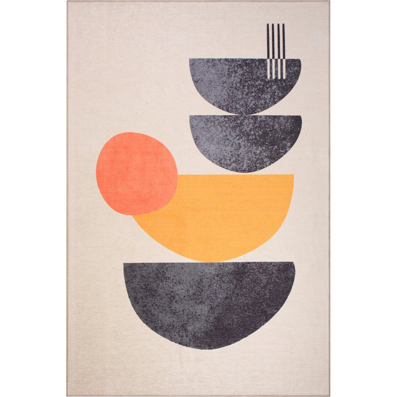 Tapis décoratif coloré à motif géométrique rétro, Tapis de couloir 2 pi 6 po x 9 pi 11 po