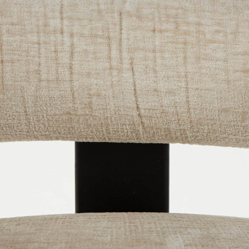 Jessa Polyester Curved Back Beige Accent Chair with Black Wood Support