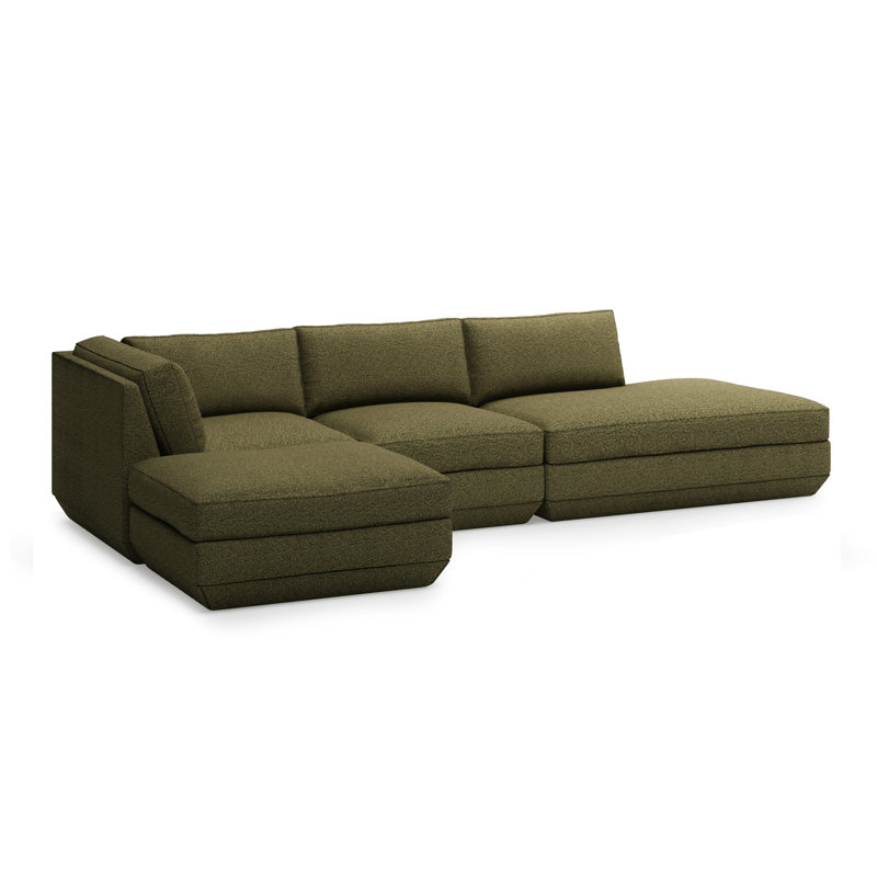 Podium Modular 4-Piece Lounge Sectional B, Left Hand Facing, Copenhagen Terra Polyester