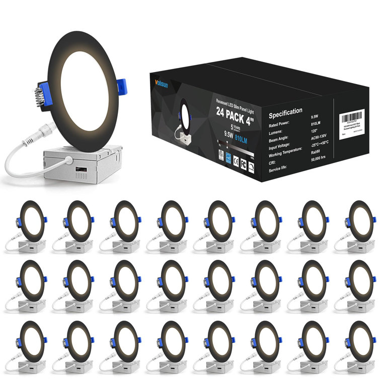 24 Pack 4 Inch Recessed Lighting, 5CCT LED Recessed Light, 2700K-5000K Selectable, 9.5W Eqv 80W, 810LM Dimmable Canless Wafer Downlight, LED Ceiling Light ETL Certificated