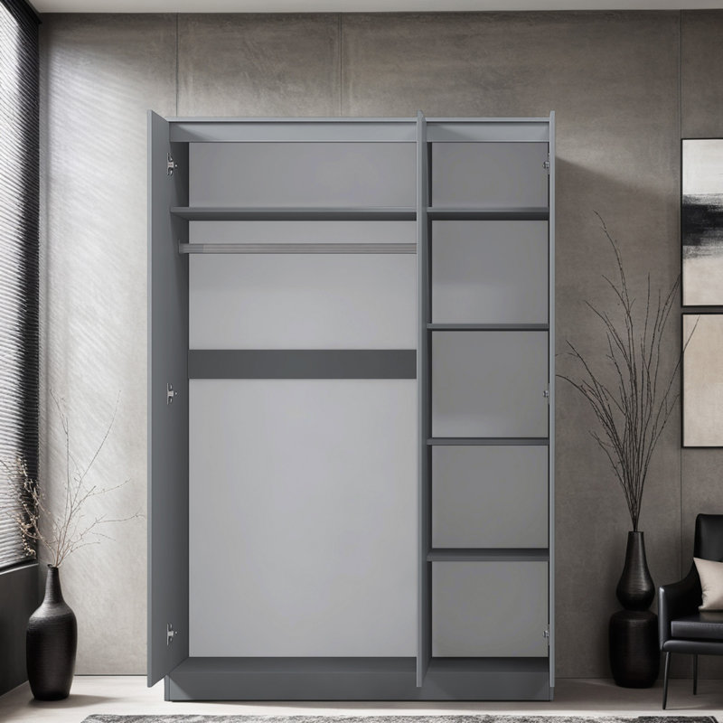 Warren 3 Door Wardrobe - Matt Finish. Soft-Close Hinged Doors. Modern No-Handle Push-to-Open Feature