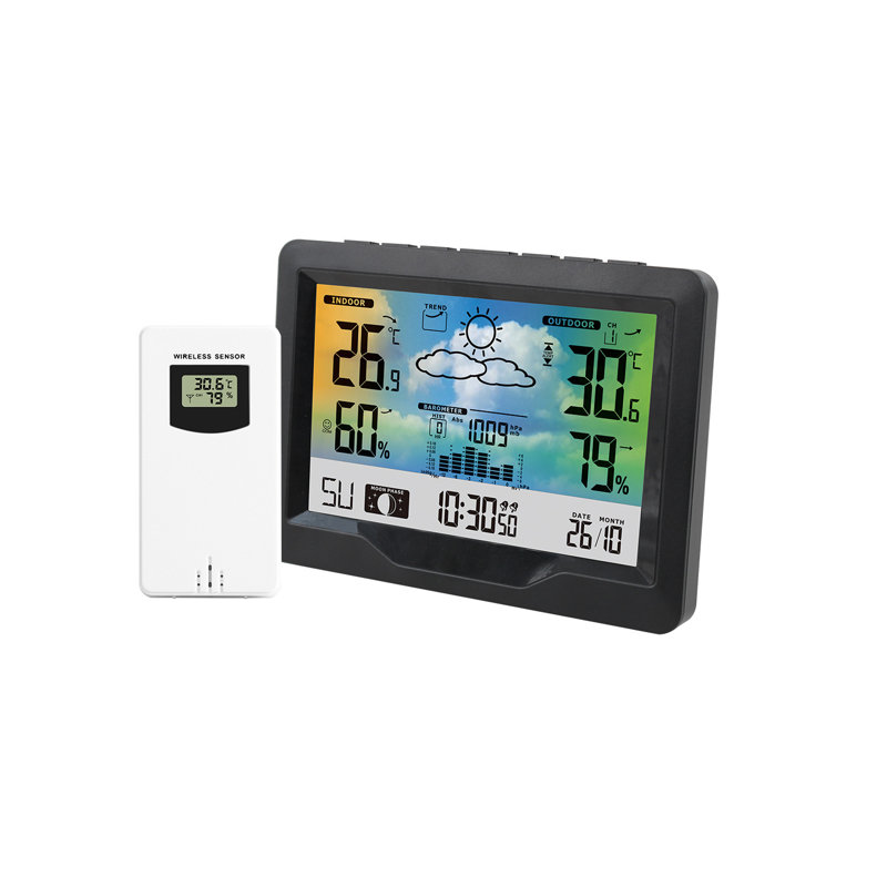 Weather Station With Jumbo Display And Clock 6.4X4.5X1.3" Size Weather Forecast Moon Phase Barometer 15280