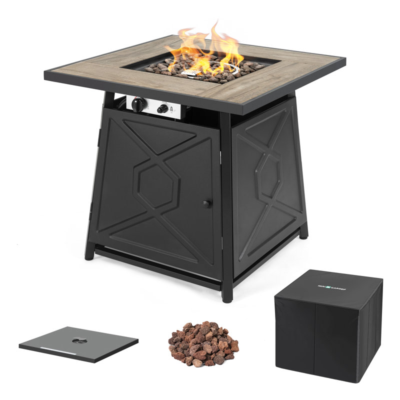 Ansah Square Iron Propane Smokeless Fire Pit Table