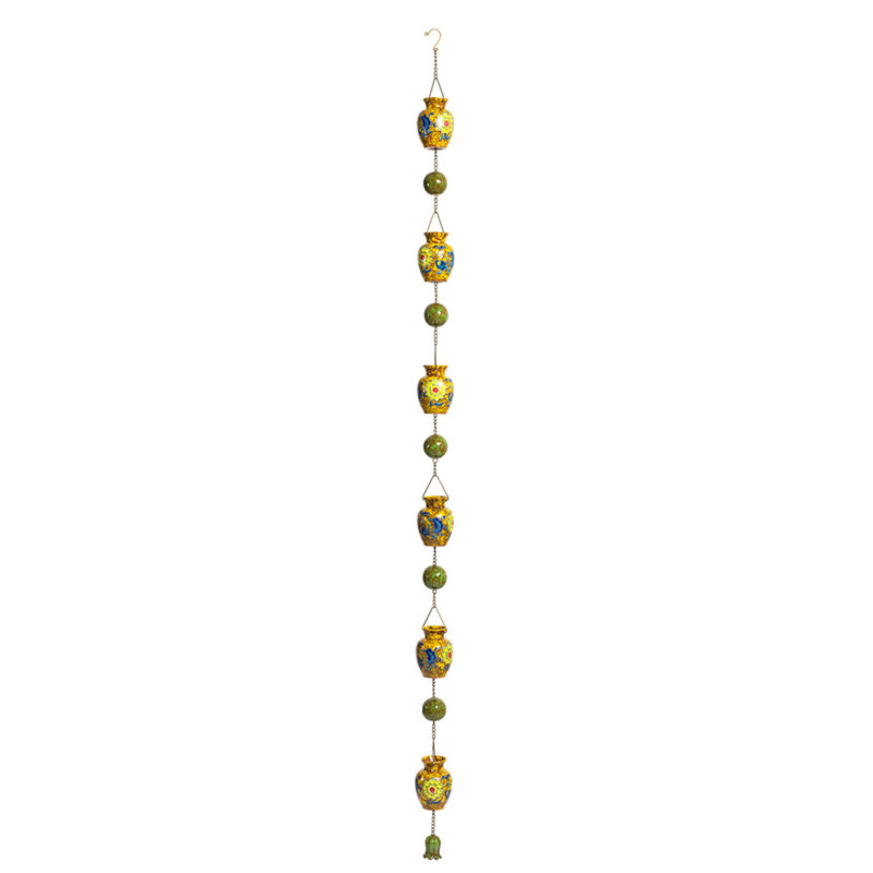 77.5"L Hand Painted Multicolor Porcelain Vase Rain Chain "Marigold"