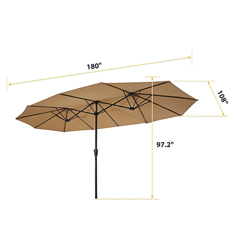 Parasol de marché rectangulaire 15 pi x 9 pi Tasia, Taupe