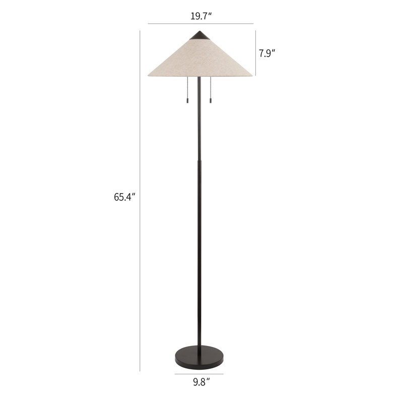 65.4" 2-Light Floor Lamp with Cone-Shaped Shade