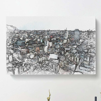 Buenos Aires Skyline in Argentina in Abstract - Wrapped Canvas