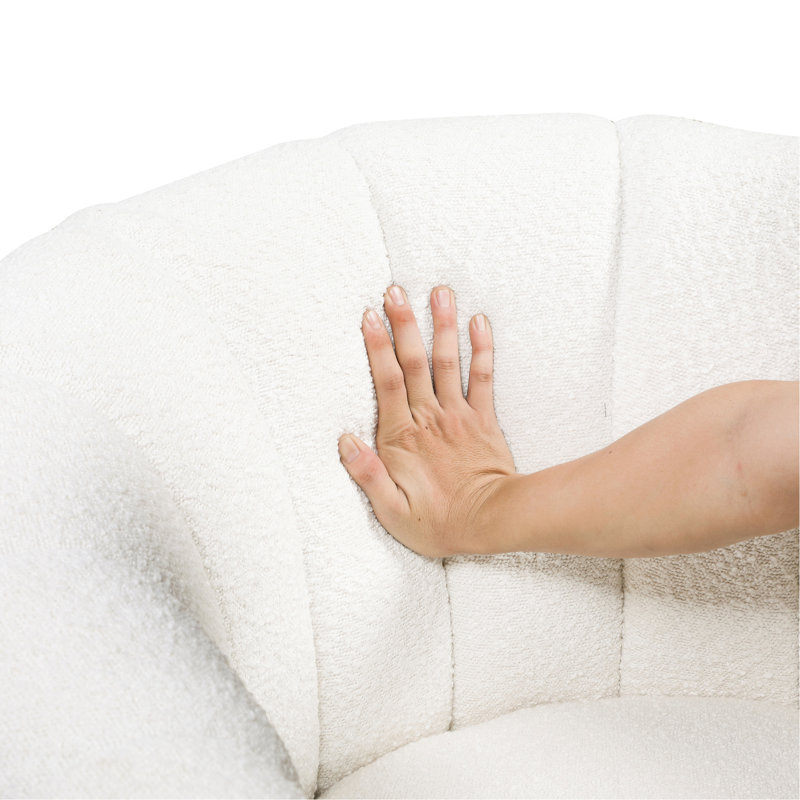 Chaise contemporaine contemporaine en tissu blanc avec fonction pivotante et tissu pivotant, Blanc