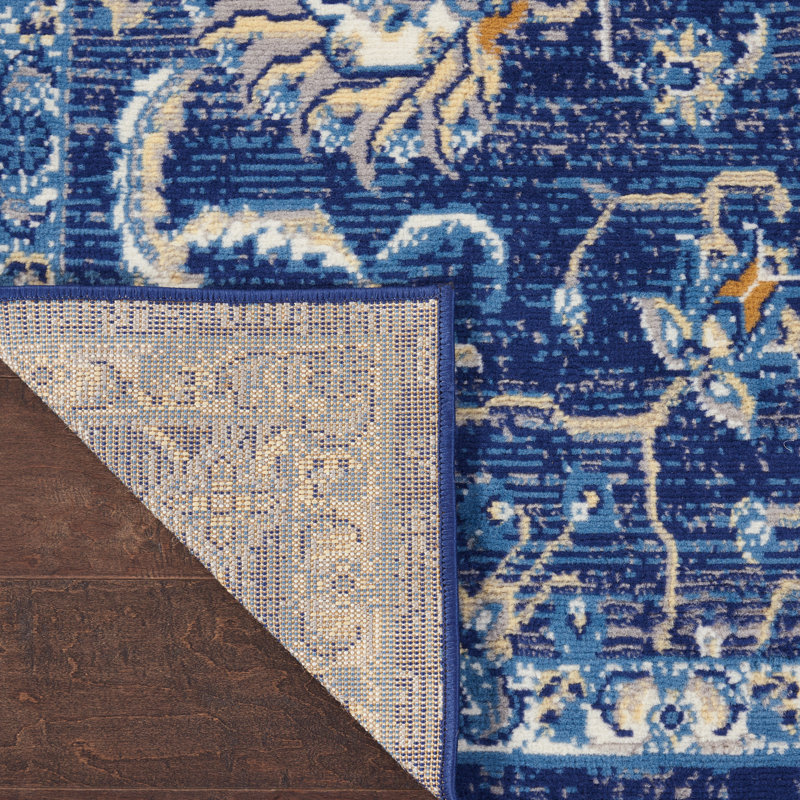 Navy and Beige Persian Style 6' x 9' Area Rug