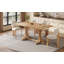 Table de salle à manger à 6 places en bois massif avec base à tréteaux, pieds courbés et finition rustique pour les repas confortables （Table seulement）-133261488