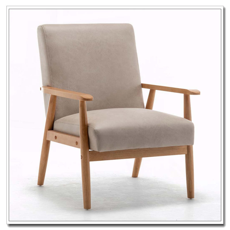 Fauteuil avec cadre en bois de 25,38 po de largeur, Chameau clair