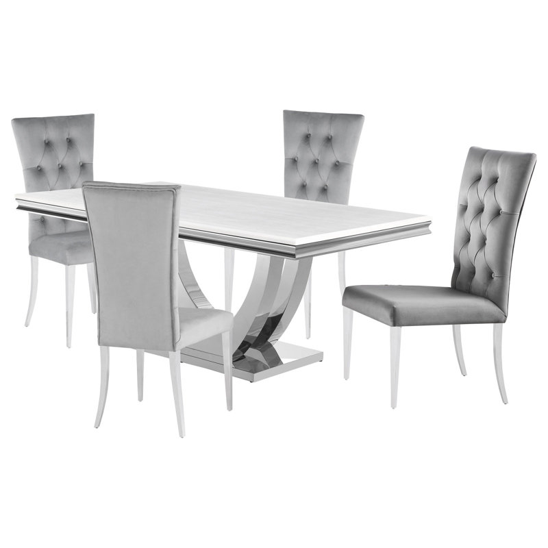Allessandra Grey 5-Piece Rectangular Dining Room Set