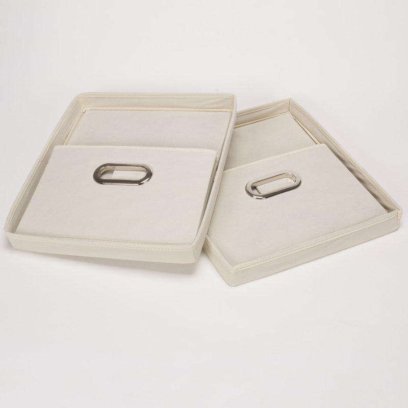 Natural Fabric Collapsible Lidded Storage Cube 2-Pack