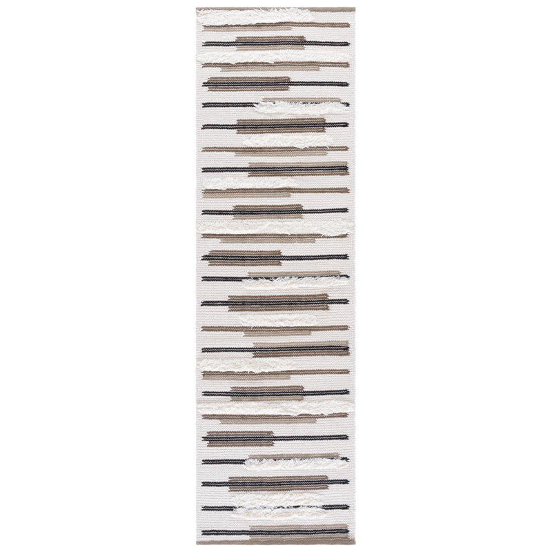 Kenya Hand Woven Wool;Cotton Striped Indoor Rug, Runner 2'3" x 8'