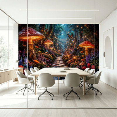 Wall Mural Fairy Forest Fairytale Peel and Stick Wallpaper Modern Self Adhesive Wall Decor for Bedroom Living Room 100" L x 144" W