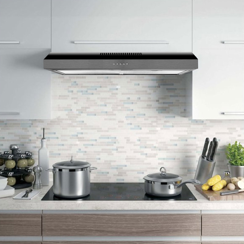 SNDOAS 30" Stainless Steel 250 CFM Convertible Under Cabinet Range Hood, Black