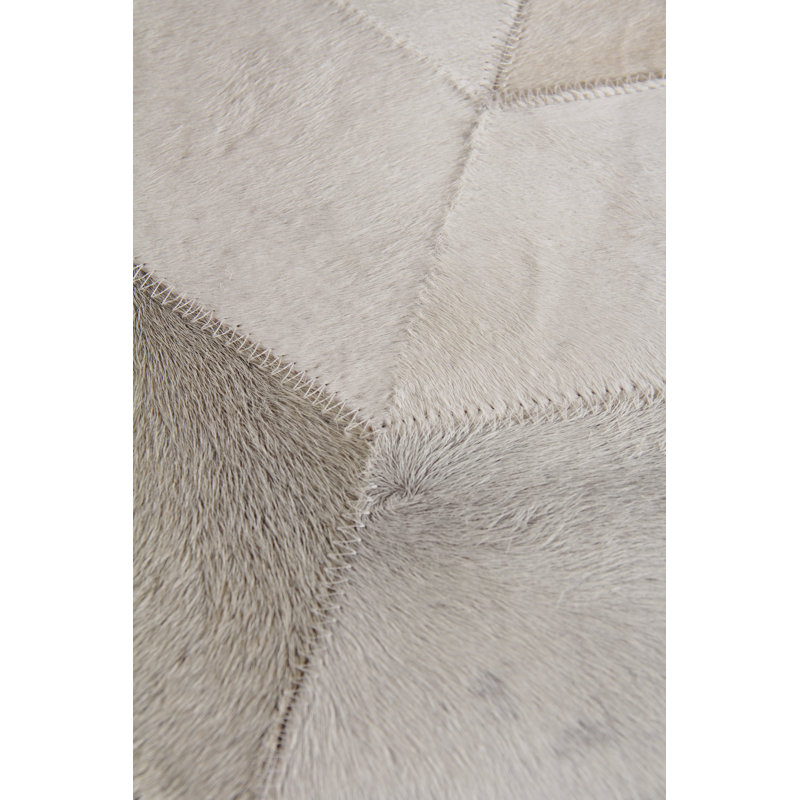 Natural Hide Cowhide Geometric Area Rug in Ivory, Rectangle 8' x 11'