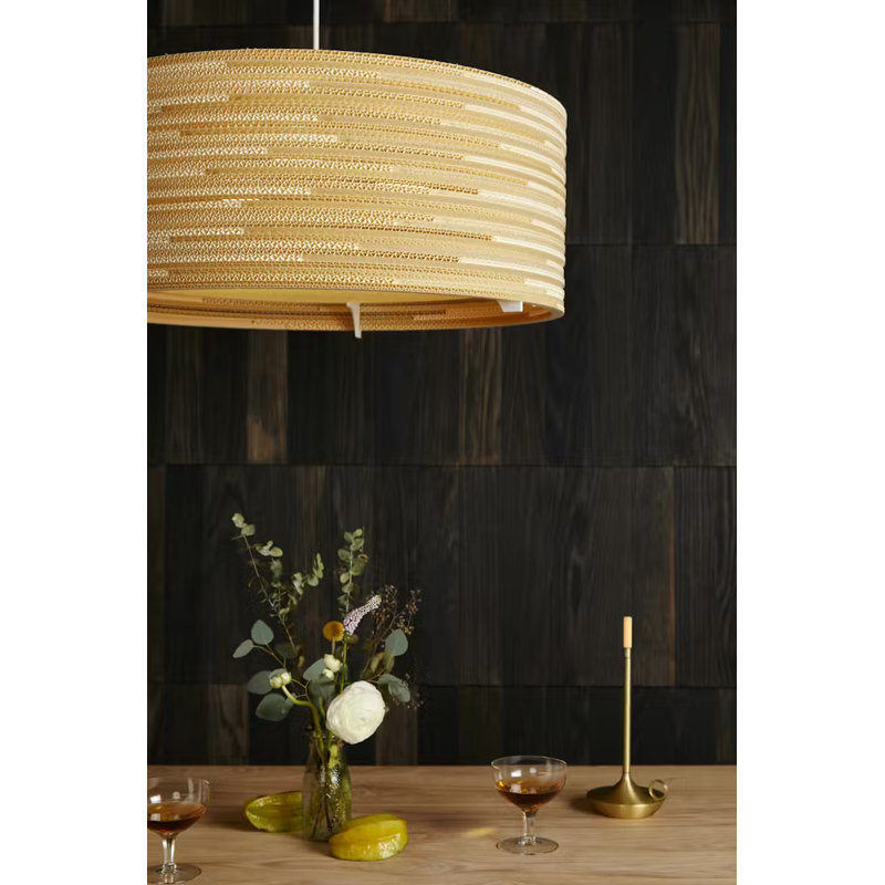 Scraplight Drum Recycled Cardboard Pendant Light, 60" H x 24" W x 24" D, Blonde