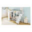 Metal Twin Loft Bed With Desk, USB Ports, 5-Layer Shelf,  Wardrobe And Stepped Stairs, White