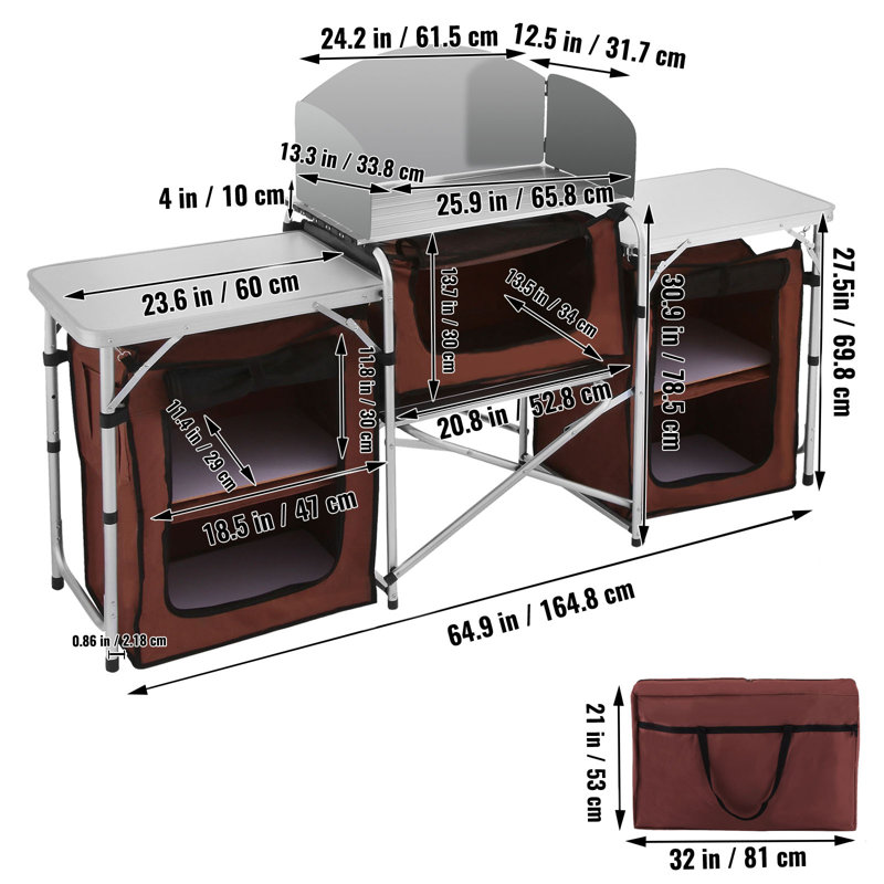 Tente de camping pliante, Brun