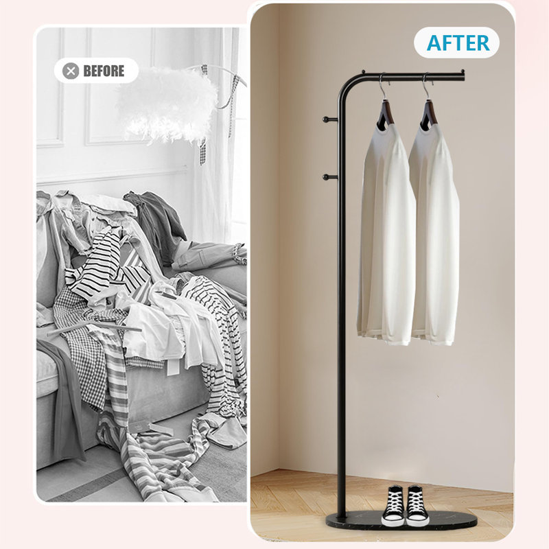 Freestanding Metal Coat Rack For Entryway And Corner, Black
