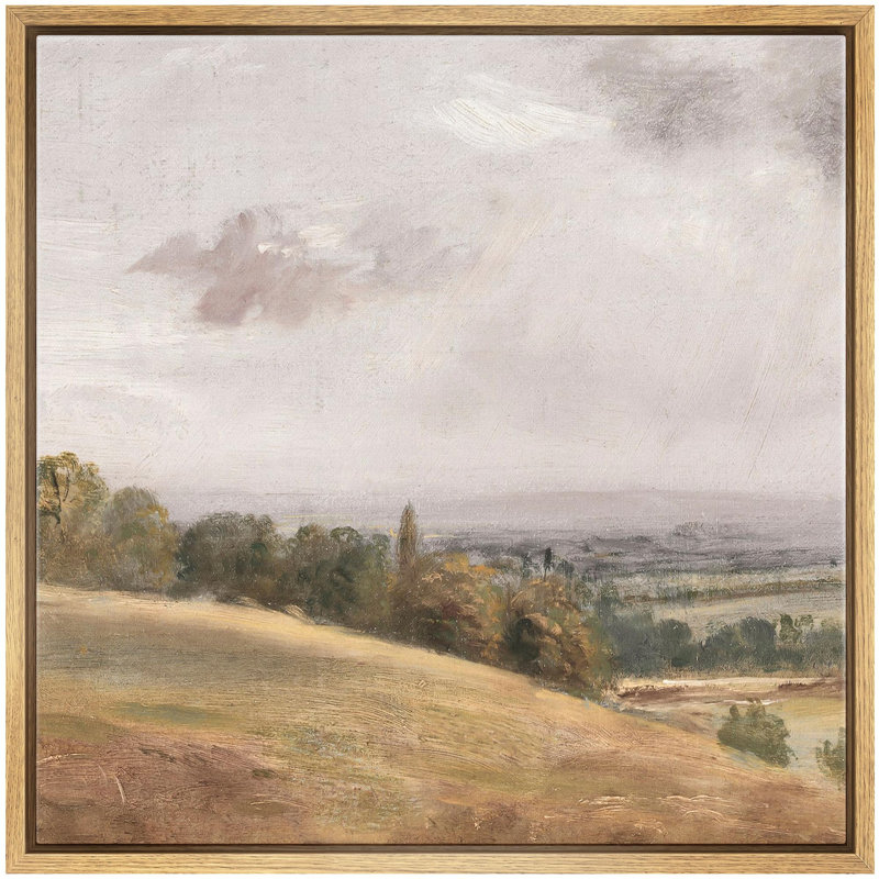 «Pastoral Landscape Gentle Rolling Hills And Autumn Trees Nature Wilderness Illustration Rustic», reproduction d'art sur toile