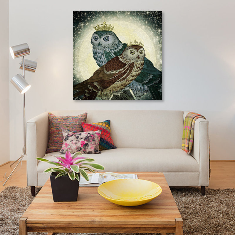 «Owls», impression sur toile, H 12 po x l 12 po x P 0,75 po, Toile tendue, Pas de tapis