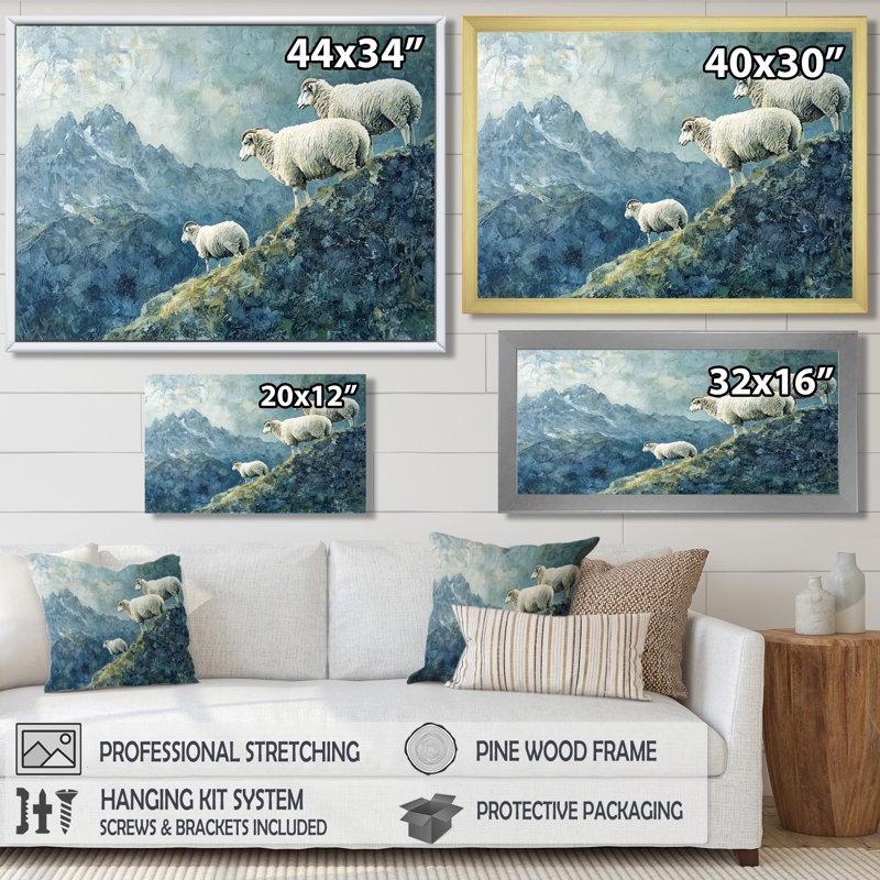 Décoration murale Gillreath Mountain Retreat Of Sheep, Reproduction encadrée d'une seule photo, Noir, noir, noir, noir